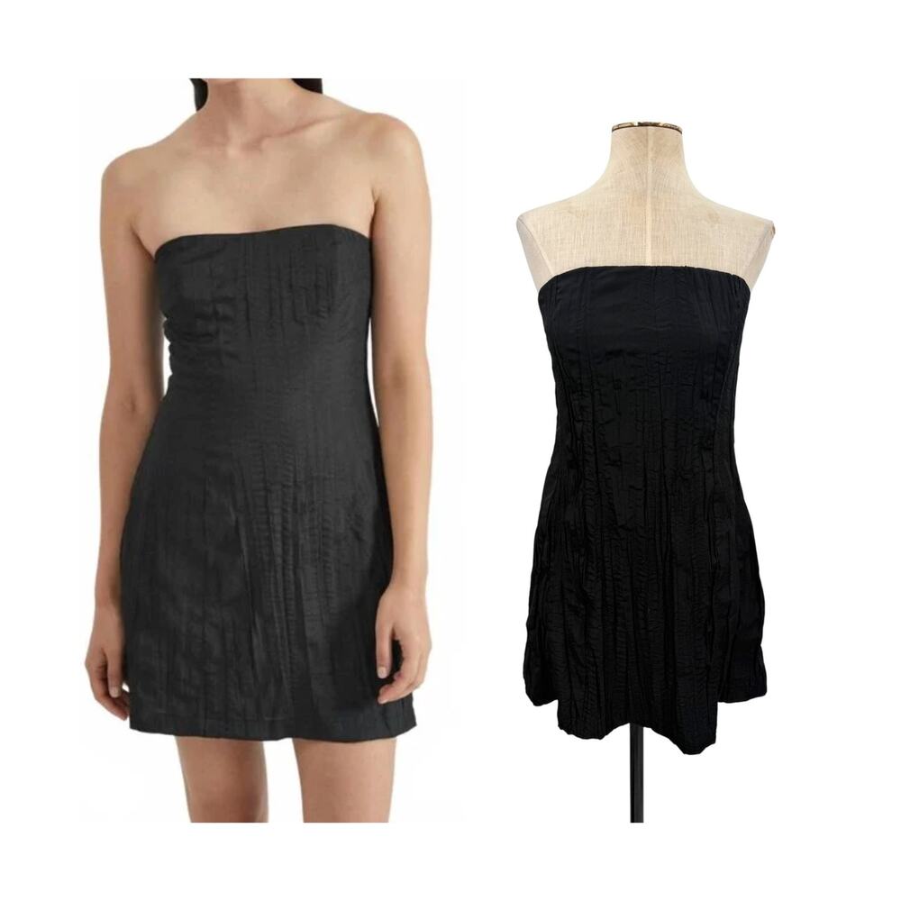 Third Form Rolling Wave Strapless Textured A-Line Mini Dress Black US Size 4
